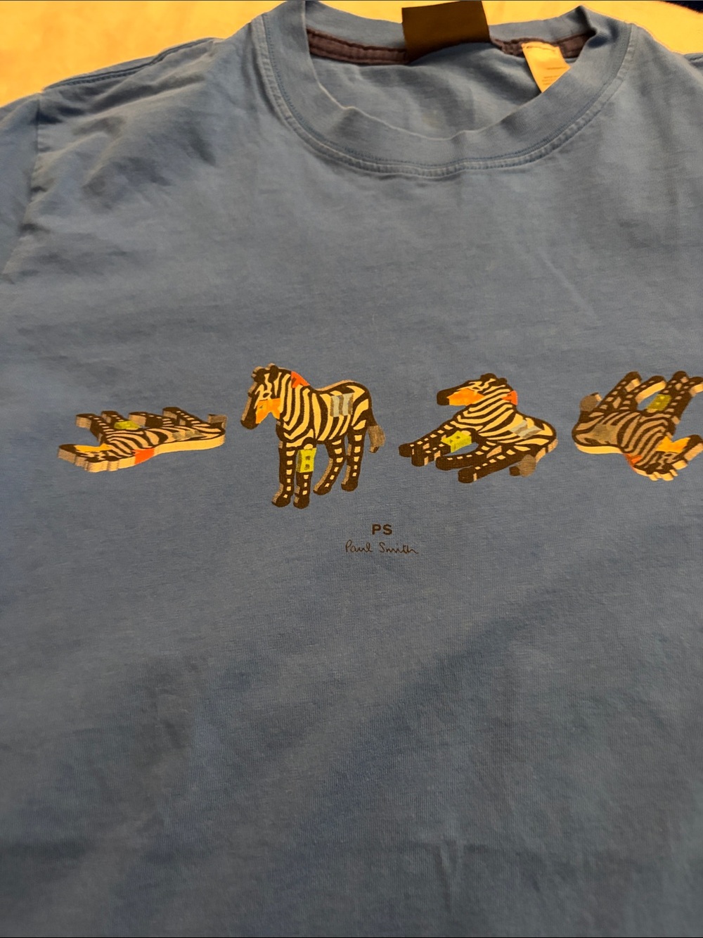Paul Smith Blue Tee with Colorful Zebra Motif